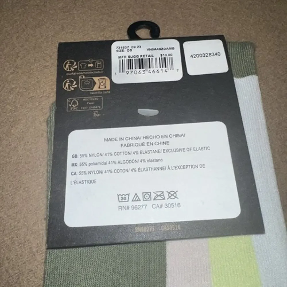 Vans Ticker Socks Crew Skull Print Olivine 1 Pair Womens Size 6.5-10 Nylon